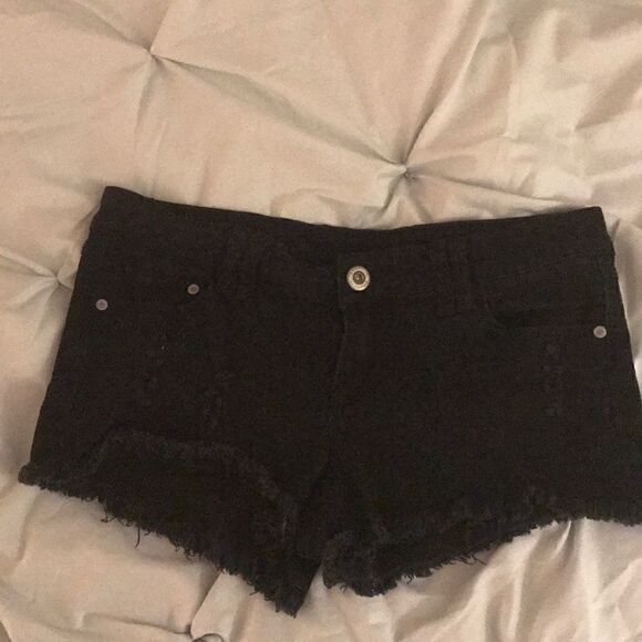 ~Sold ~Blue Asphalt Cutoff short shorts Black sz 9 - Picture 1 of 3
